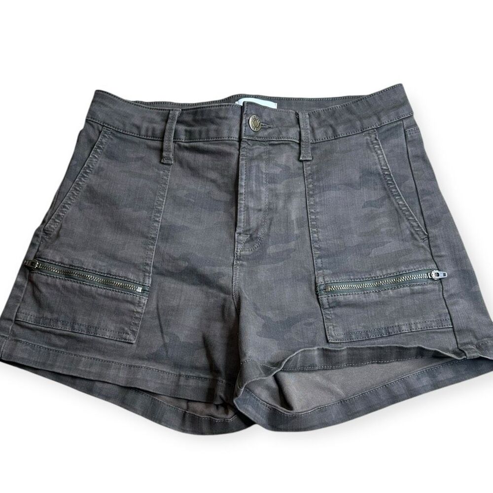 PISTOLA FOR ANTHROPOLOGIE Women’s Dark Camo Hannah Utility Zip Pocket Cargo Shor - Picture 2 of 6